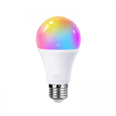 chytrá (clever či smart) LED žárovka RGB s paticí E27, příkon 7W, WiFi, software TASMOTA, chip ESP8285, intenzita 600 lm