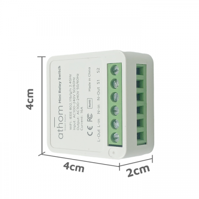 Třícestné relé s rozhraním WiFi a softwarem TASMOTA, 1 relé 16A, napájení 100-250VAC, vhodné do krabice, modul ESP8285.