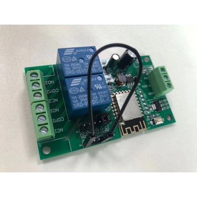 Relay module with WiFi interface and TASMOTA software, 2 relays, 10A,  without cover.