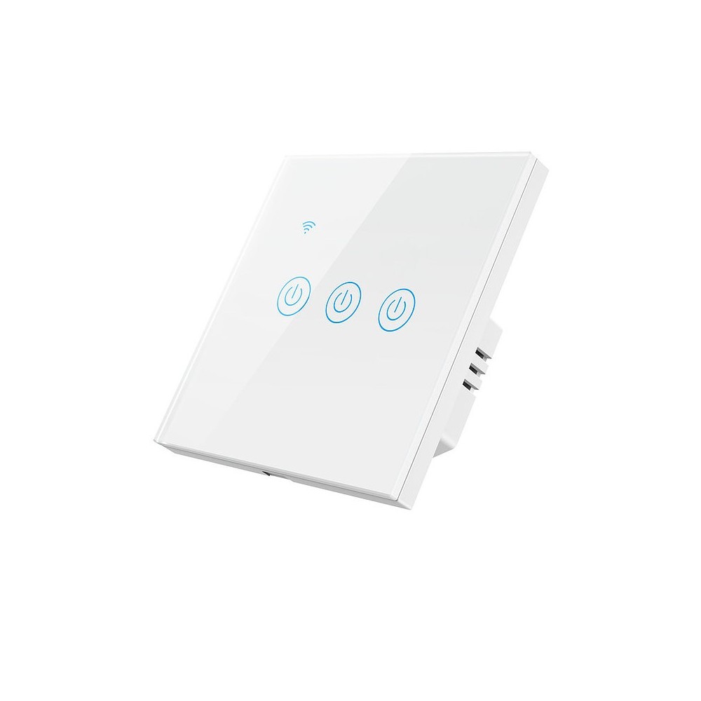 vypínač dotykový s rozhraním WiFi a softwarem TASMOTA, 3 tlačítka, lze zapojit s nebo bez vodiče N