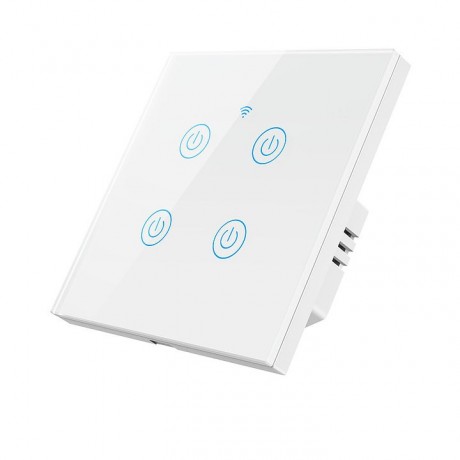 vypínač dotykový s rozhraním WiFi a softwarem TASMOTA, 4 tlačítka, lze zapojit s nebo bez vodiče N